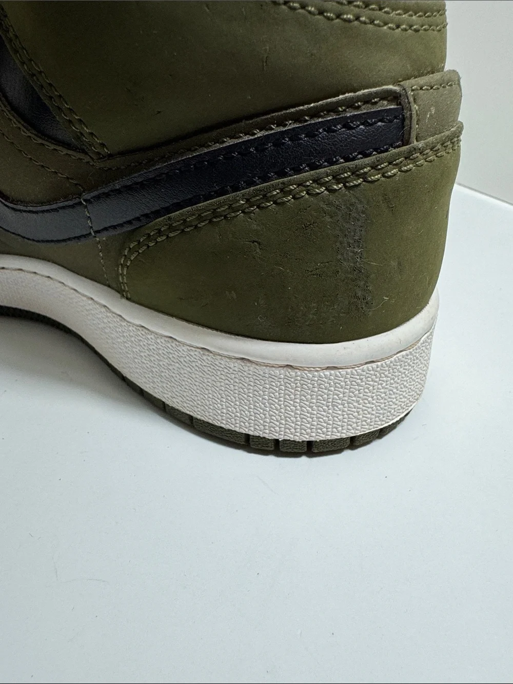Nike Air Jordan Mid-Top Sneakers in Olive Green and Black Youth Size 5Y